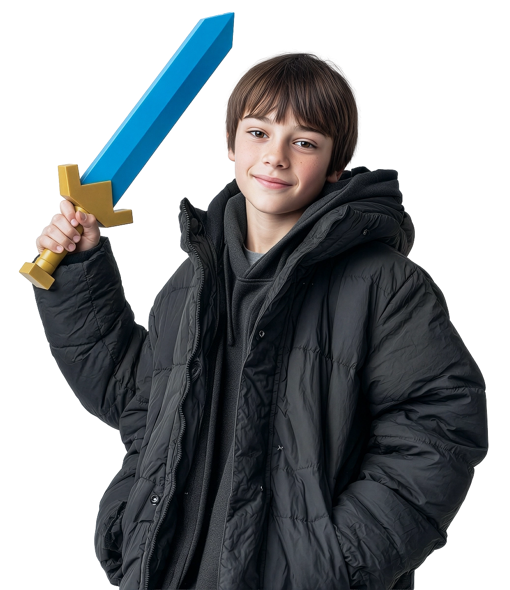 Хлопчик тримає меч з roblox